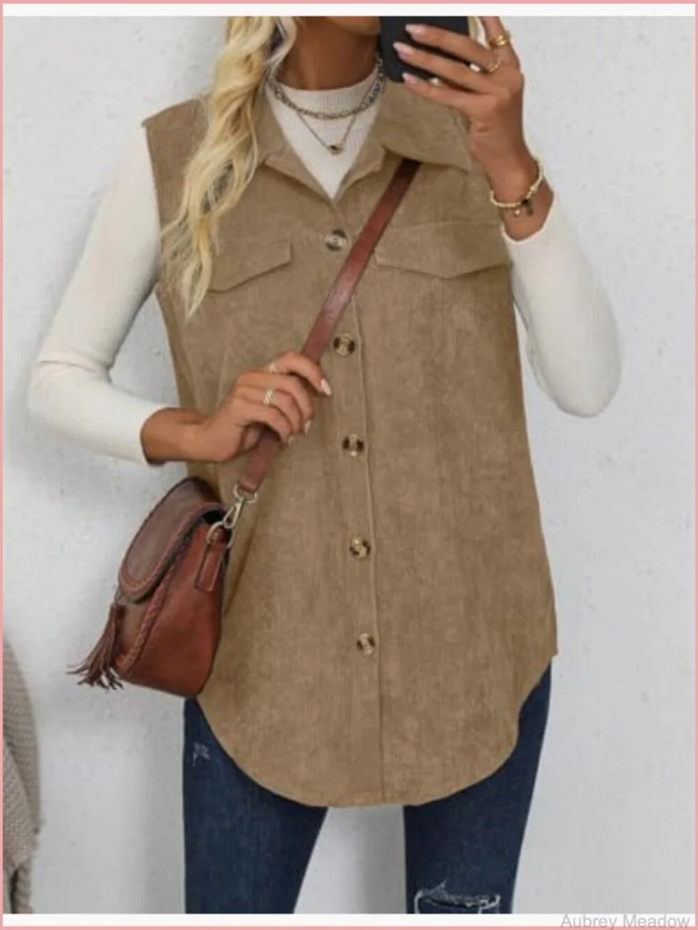 Womens Corduroy Vest Sleeveless Button Down Casual Fall Outerwear Jacket